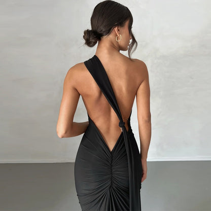 Sonata Oblique Shoulder  Maxi Dress