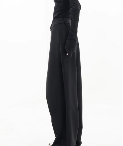Asymmetrical Layer Button Wide Leg Dress Pants